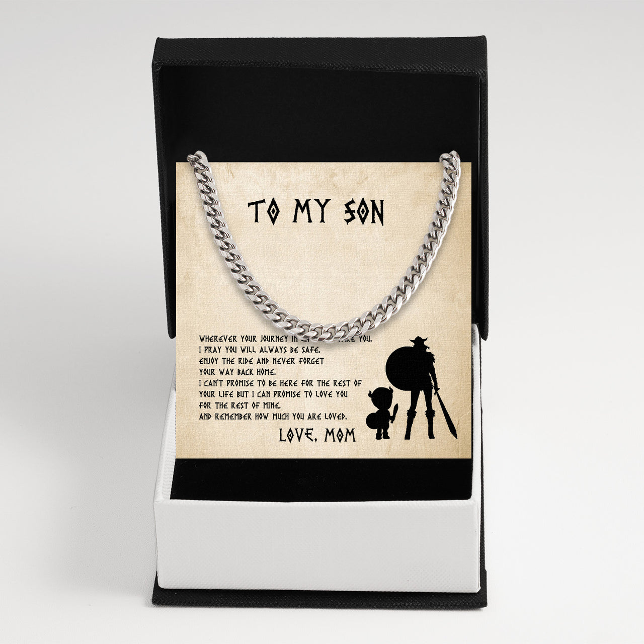 Cuban Necklace Gifts For Son From Mom With Personalized Message Card Necklace