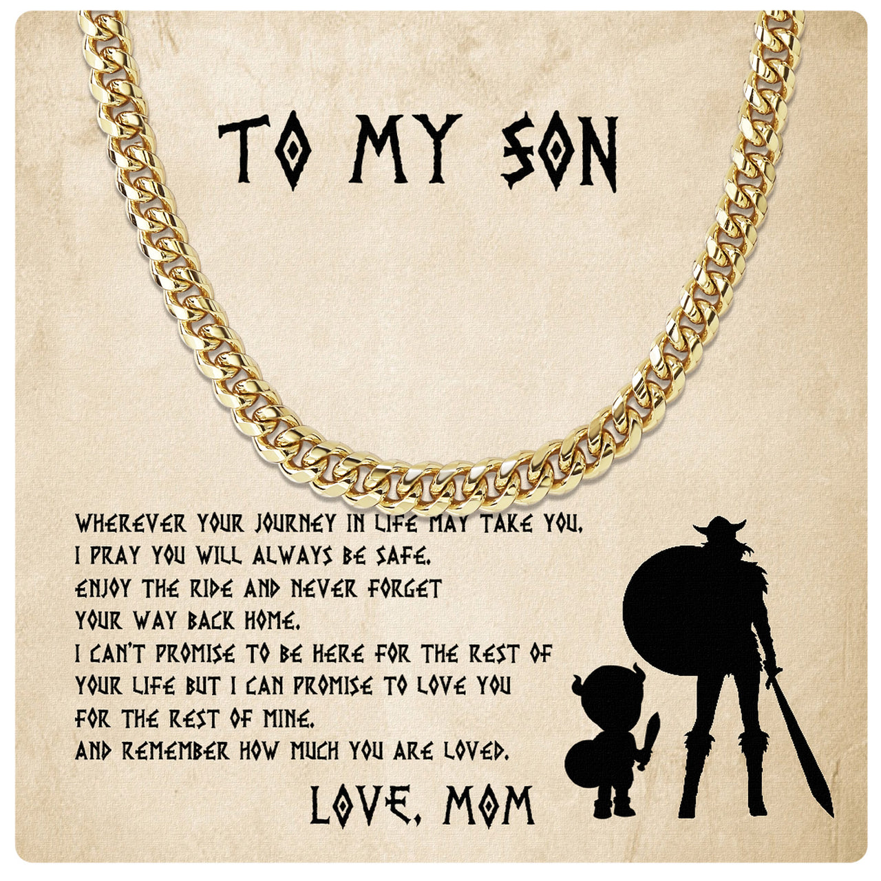 Cuban Necklace Gifts For Son From Mom With Personalized Message Card Necklace