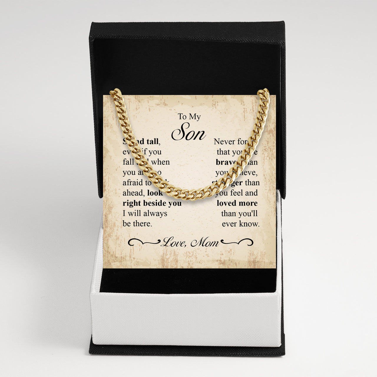 Cuban Necklace Gifts For Son From Mom With Personalized Message Card Necklace