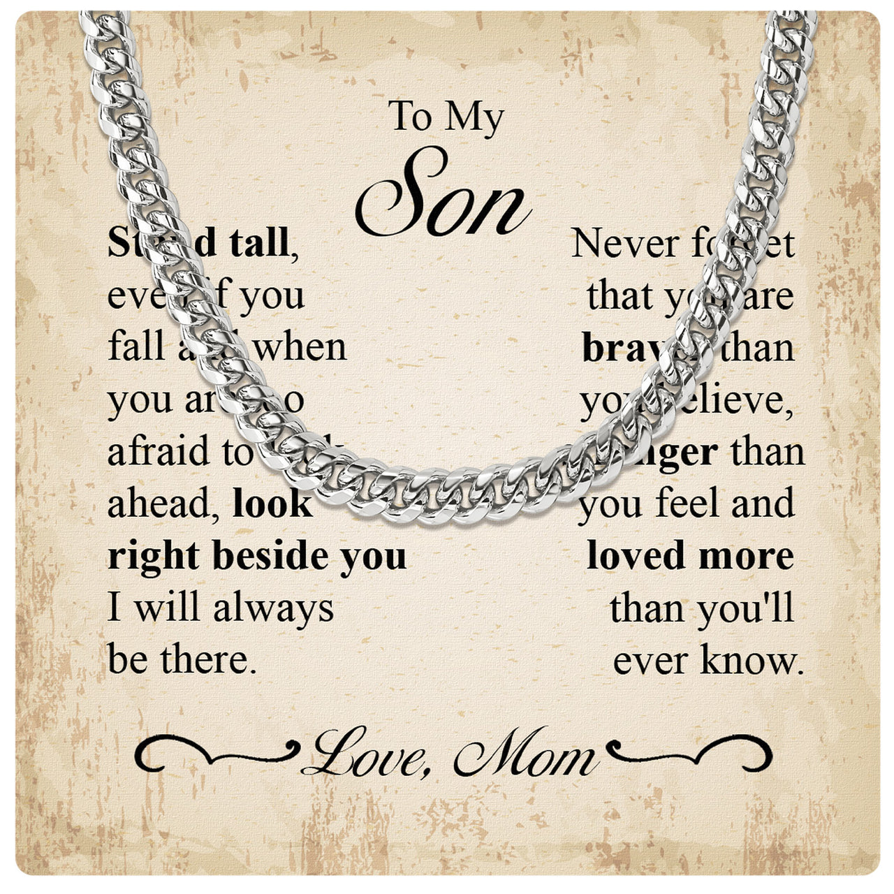 Cuban Necklace Gifts For Son From Mom With Personalized Message Card Necklace