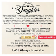 To My Daughter With Heartfelt Message - Engraved Ring For Daughter - Straighten Your Crown