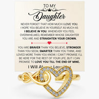 To My Daughter Ring Infinity Hearts With Heartfelt Message - Unique Jewelry For Daughter - Straighten Your Crown