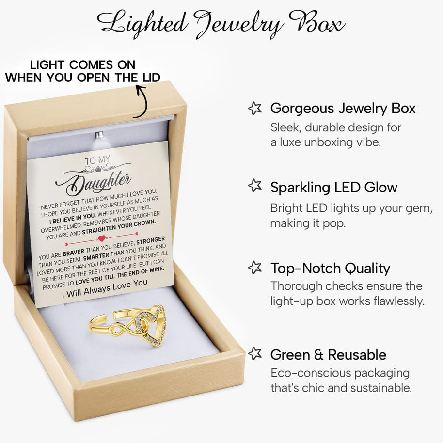 To My Daughter Ring Infinity Hearts With Heartfelt Message - Unique Jewelry For Daughter - Straighten Your Crown