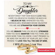 To My Daughter With Heartfelt Message - Engraved Hug Ring For Daughter -  Straighten Your Crown