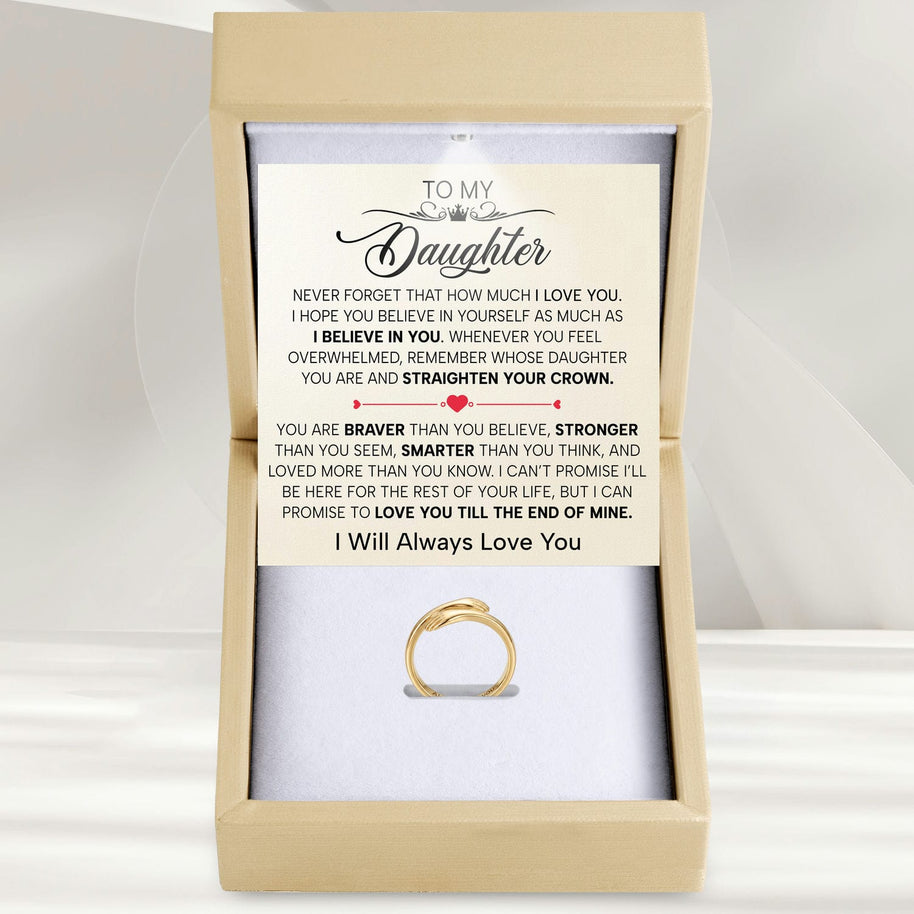 To My Daughter With Heartfelt Message - Engraved Hug Ring For Daughter -  Straighten Your Crown