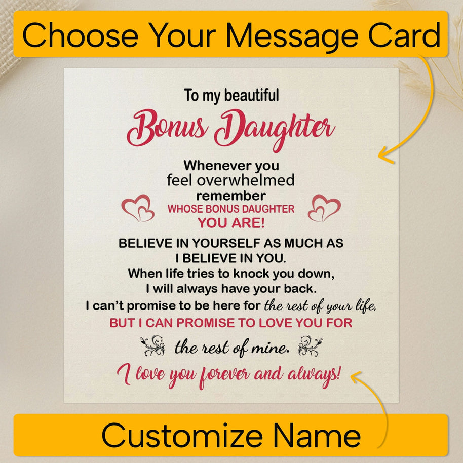 To My Bonus Daughter Bracelet With Message Card - The Rest Of Mine