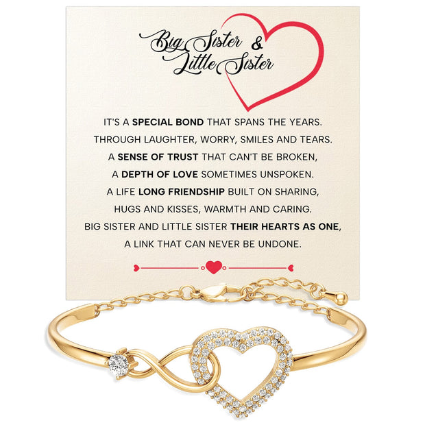 To My Sister Bracelet With Heartfelt Message - Unique Jewelry For Sister - Their Hearts As One