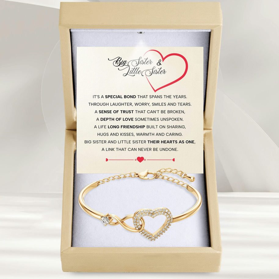 To My Sister Bracelet With Heartfelt Message - Unique Jewelry For Sister - Their Hearts As One