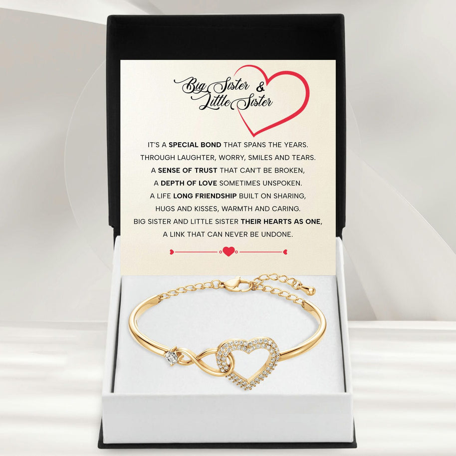 To My Sister Bracelet With Heartfelt Message - Unique Jewelry For Sister - Their Hearts As One