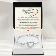 To My Sister Bracelet With Heartfelt Message - Unique Jewelry For Sister - Their Hearts As One