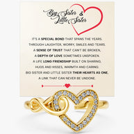 To My Sister Ring Infinity Hearts With Heartfelt Message - Unique Jewelry For Sister - Their Hearts As One