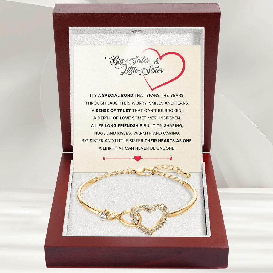 To My Sister Bracelet With Heartfelt Message - Unique Jewelry For Sister - Their Hearts As One