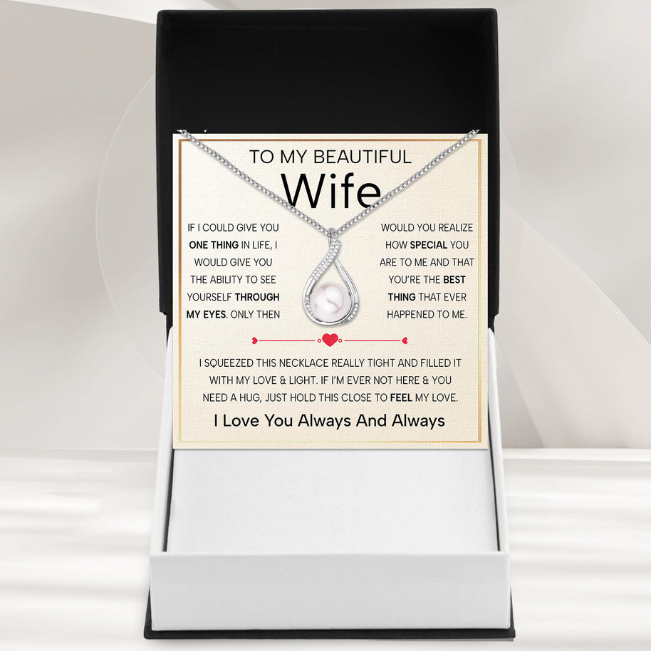 Sparkling Pearl Pendant Necklace for Wife – A Gift of Timeless Love - Through My Eyes