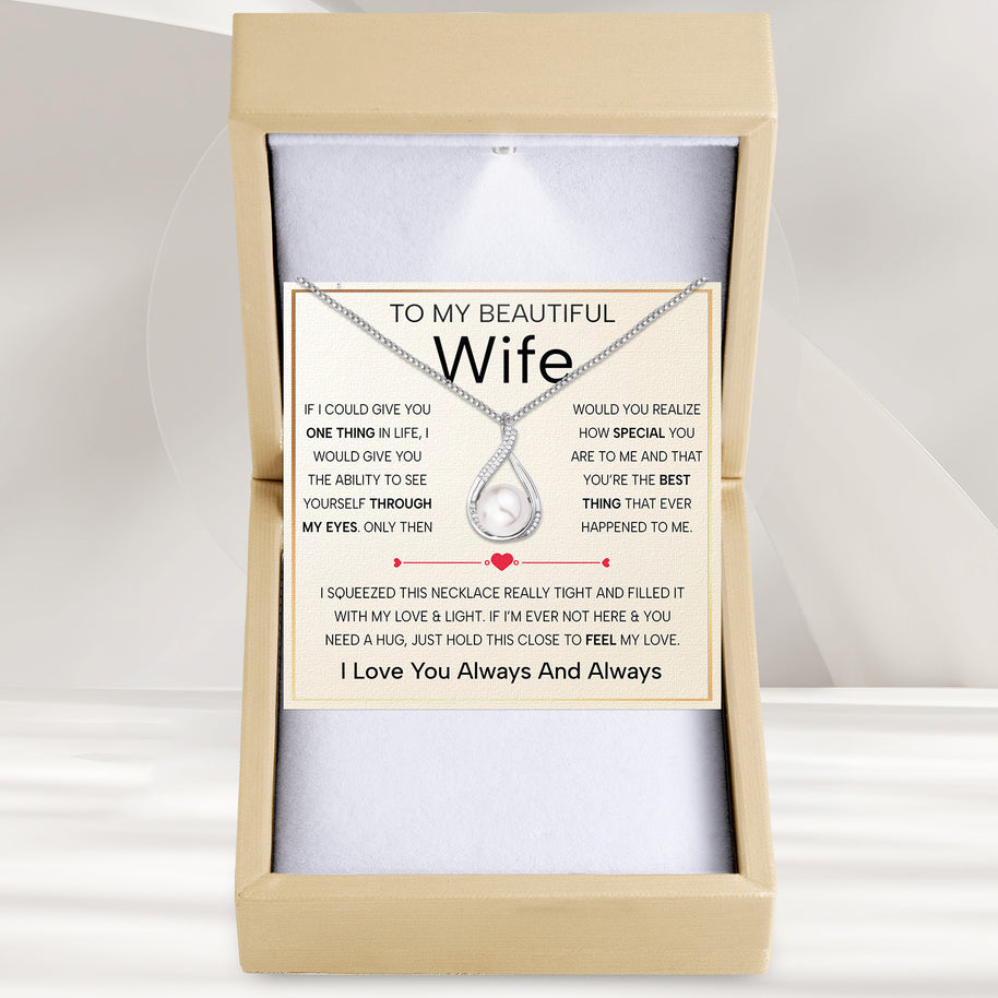 Sparkling Pearl Pendant Necklace for Wife – A Gift of Timeless Love - Through My Eyes