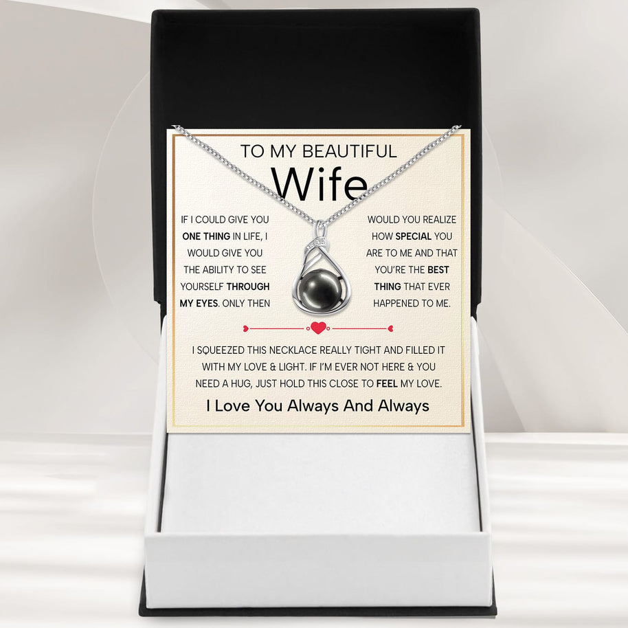 Sparkling Black Pearl Pendant Necklace for Wife – A Gift of Timeless Love - Through My Eyes