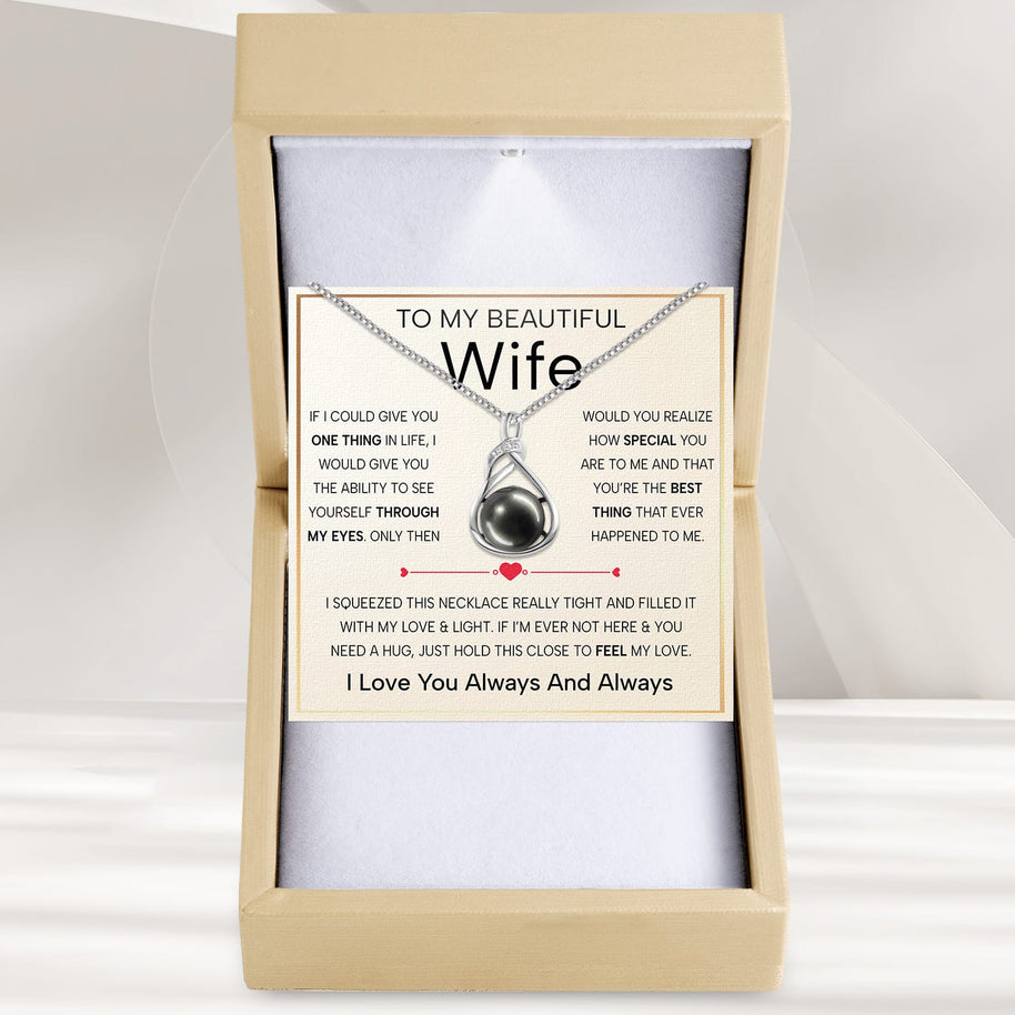 Sparkling Black Pearl Pendant Necklace for Wife – A Gift of Timeless Love - Through My Eyes