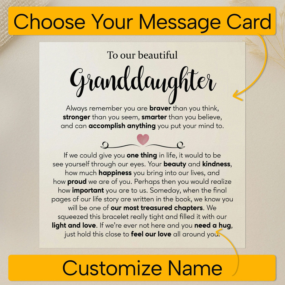 To My Granddaughter Bracelet With Message Card - Treasured Chapters