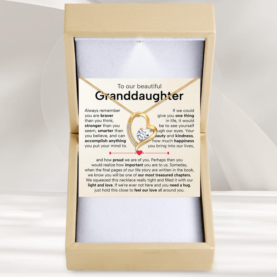 To My Granddaughter Necklace With Heartfelt Message - Unique Jewelry For Granddaughter - Treasured Chapters