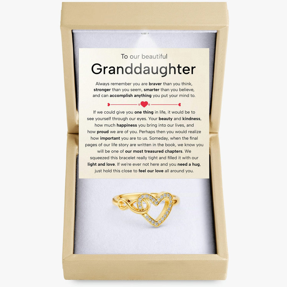 To My Granddaughter Ring Infinity Hearts With Heartfelt Message - Unique Jewelry For Granddaughter - Treasured Chapters