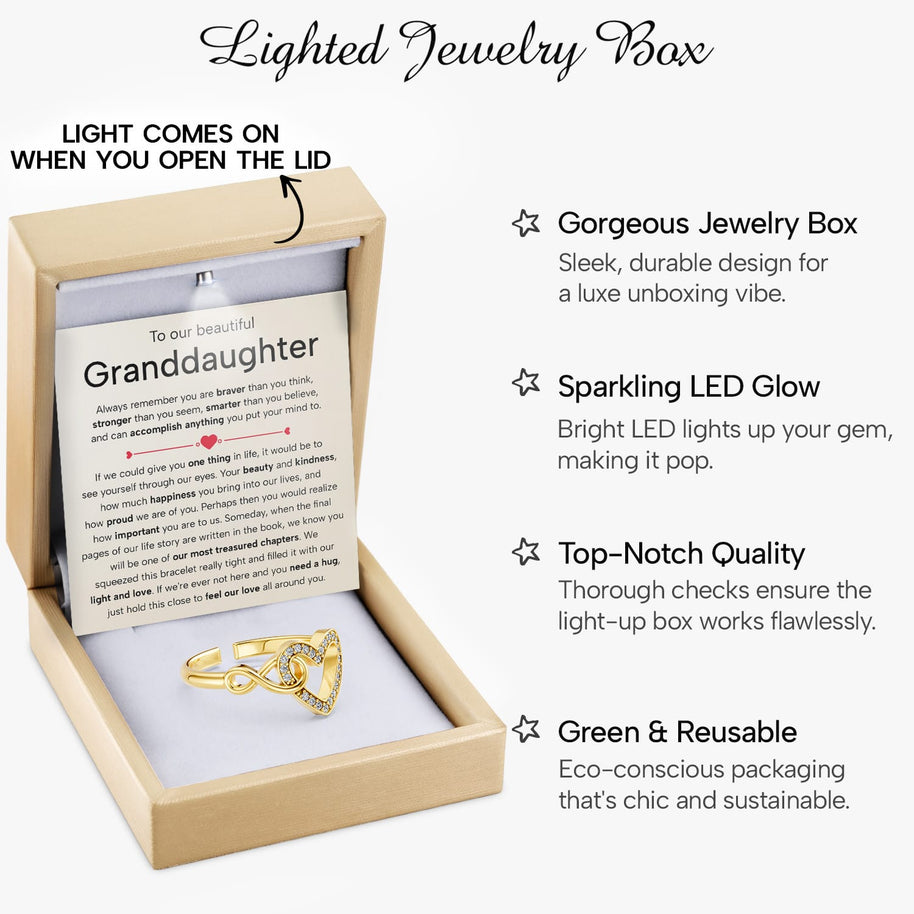 To My Granddaughter Ring Infinity Hearts With Heartfelt Message - Unique Jewelry For Granddaughter - Treasured Chapters