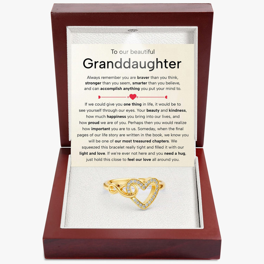 To My Granddaughter Ring Infinity Hearts With Heartfelt Message - Unique Jewelry For Granddaughter - Treasured Chapters