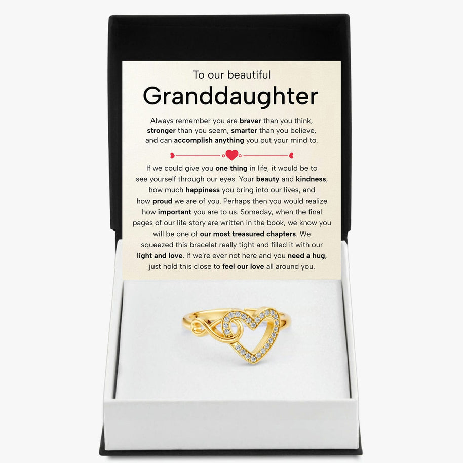To My Granddaughter Ring Infinity Hearts With Heartfelt Message - Unique Jewelry For Granddaughter - Treasured Chapters