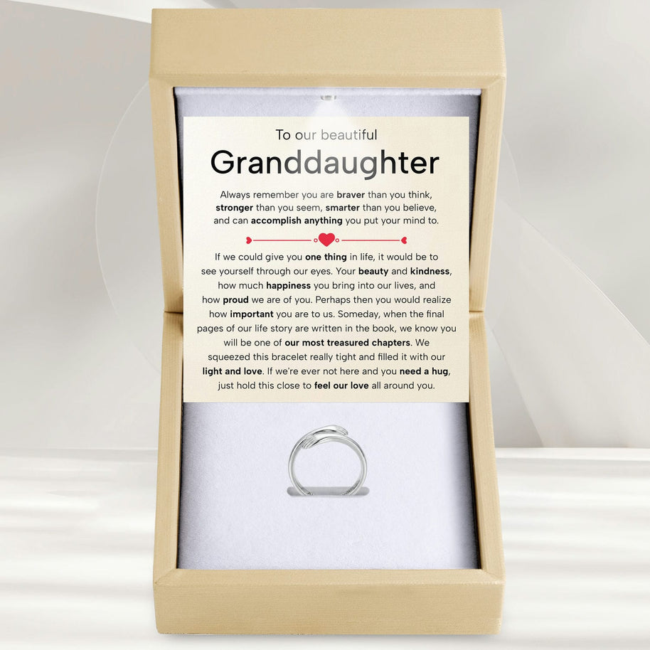 To My Granddaughter With Heartfelt Message - Engraved Hug Ring For Granddaughter - Treasured Chapters