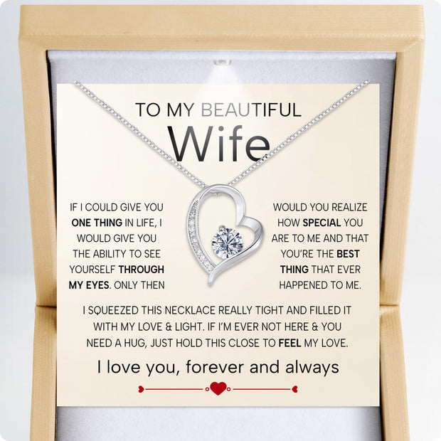 Wife Necklace With Heartfelt Message - Unique Jewelry For Wife - Through My Eyes