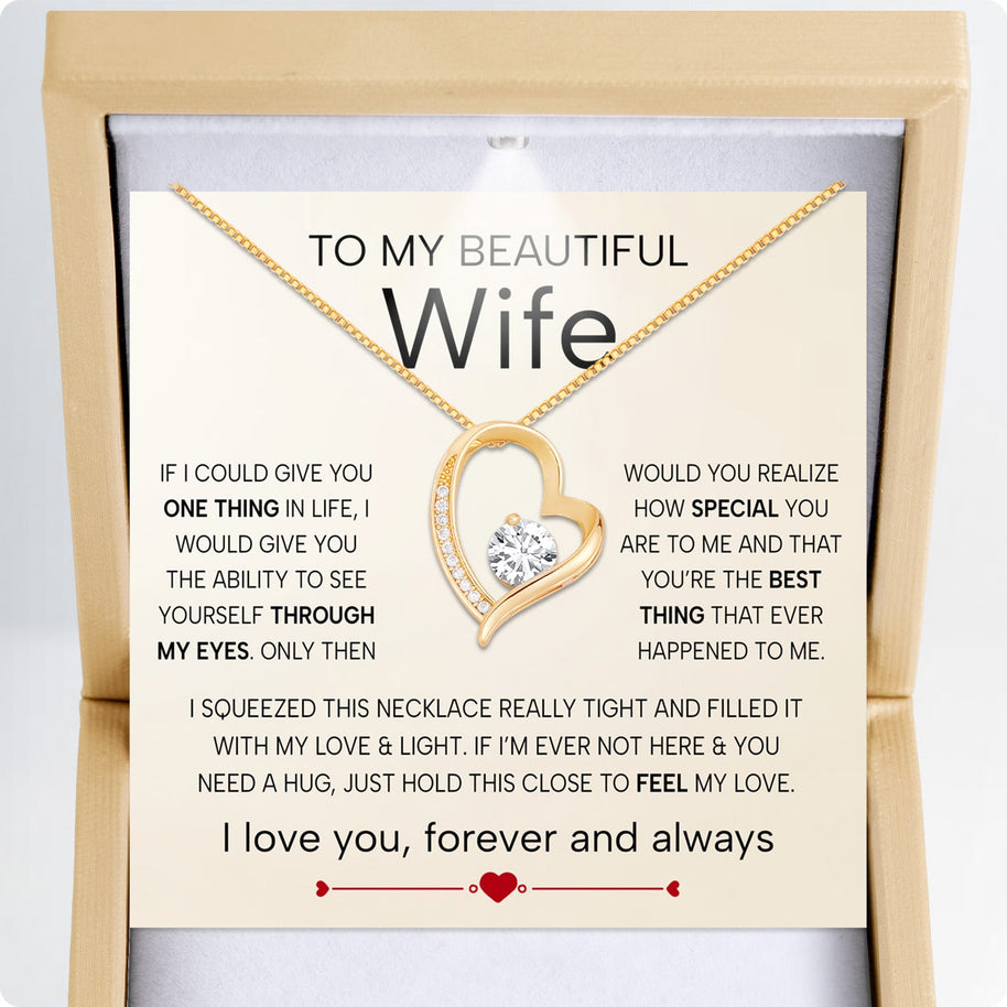 Wife Necklace With Heartfelt Message - Unique Jewelry For Wife - Through My Eyes