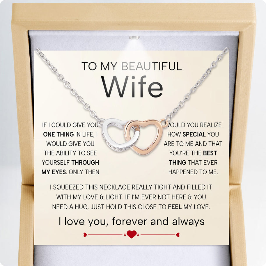 Wife Necklace With Heartfelt Message - Unique Jewelry For Wife - Through My Eyes