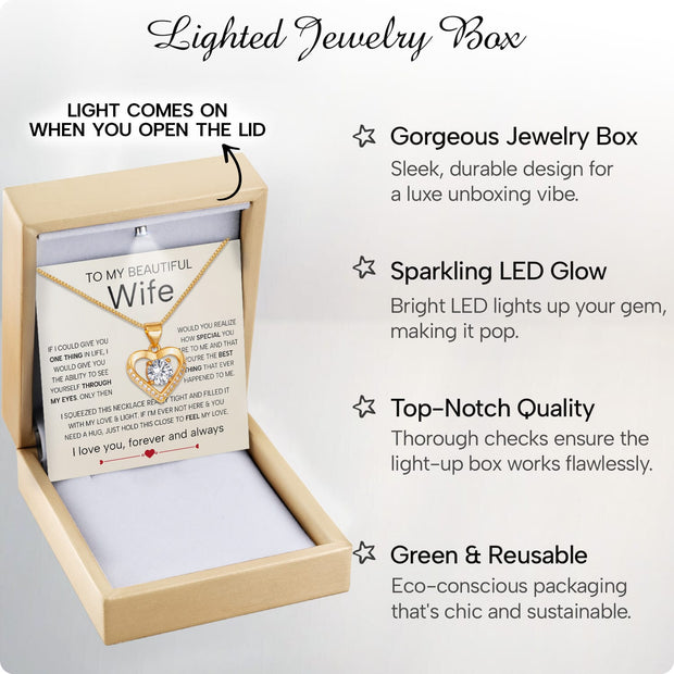 Wife Heart Necklace With Heartfelt Message - Unique Jewelry For Wife - Through My Eyes