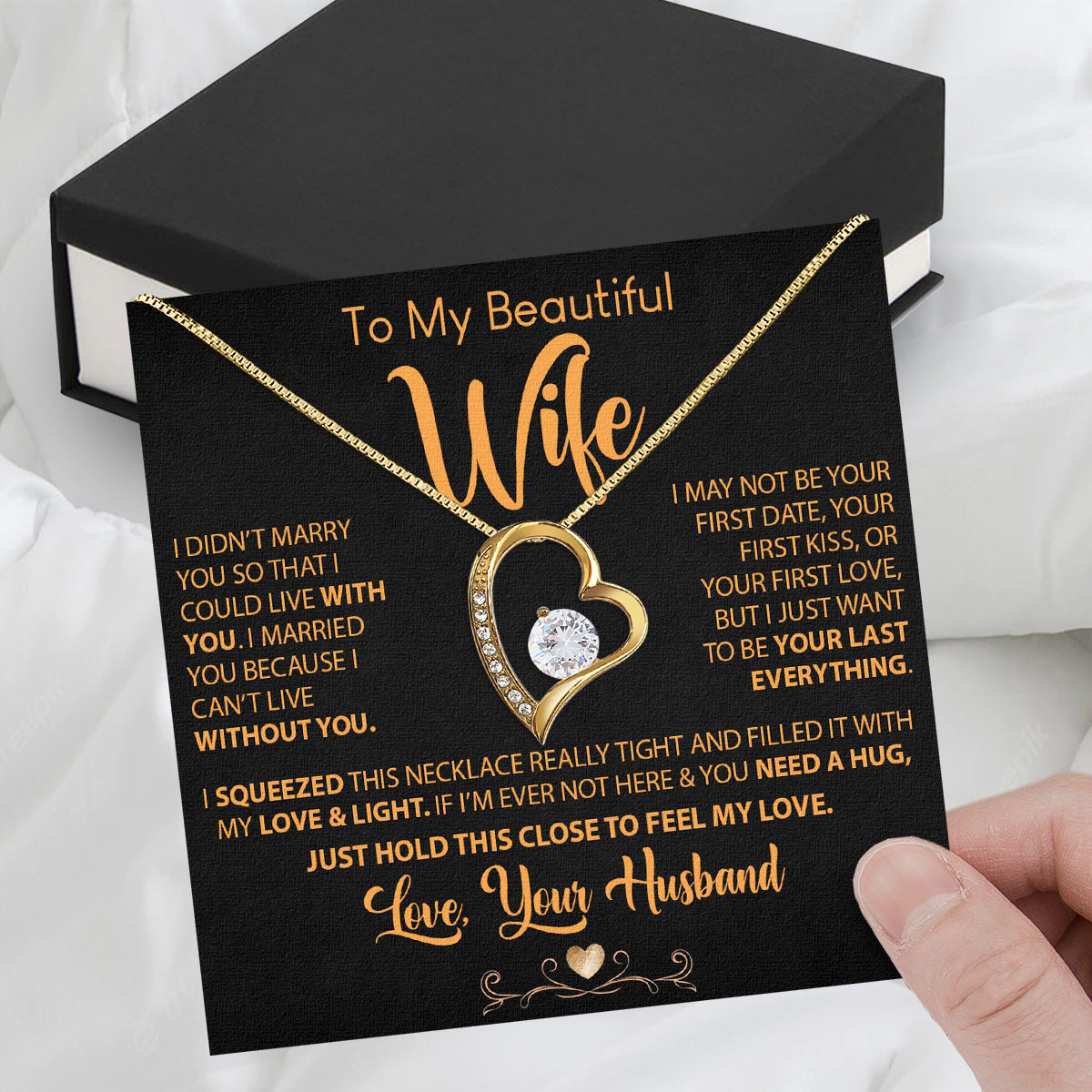 Wife Necklace: Because She Holds Your Heart