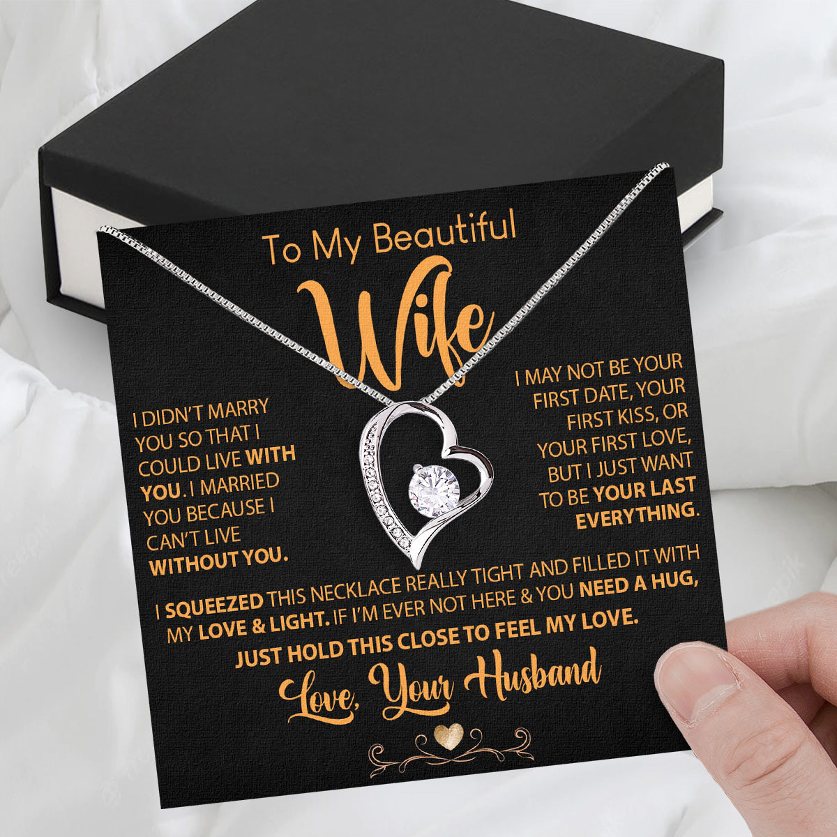 Wife Necklace: Because She Holds Your Heart