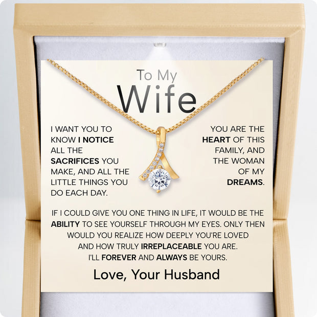 Wife Necklace With Heartfelt Message - Unique Jewelry For Wife - Forever and Always