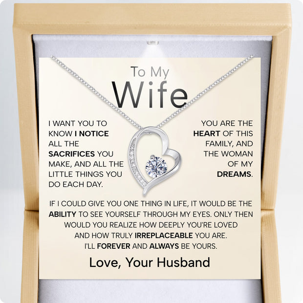 Wife Necklace With Heartfelt Message - Unique Jewelry For Wife - Forever and Always