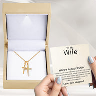 Wife Cross Necklace With Heartfelt Message - Unique Jewelry For Wife - Always And Forever