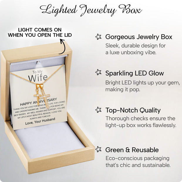Wife Cross Necklace With Heartfelt Message - Unique Jewelry For Wife - Always And Forever