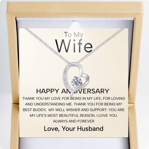 Wife Necklace With Heartfelt Message - Unique Jewelry For Wife - Always And Forever