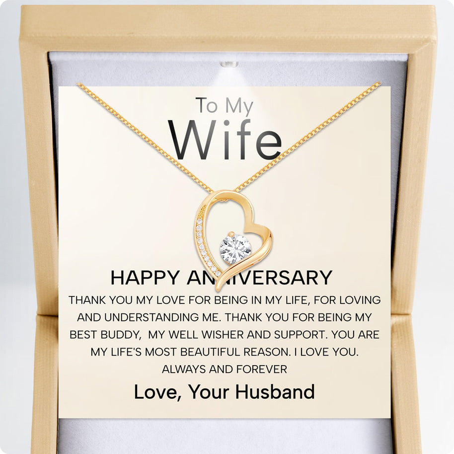 Wife Necklace With Heartfelt Message - Unique Jewelry For Wife - Always And Forever