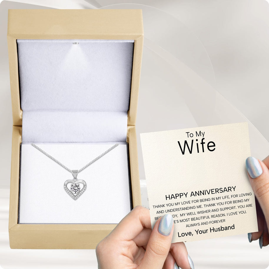 Wife Heart Necklace With Heartfelt Message - Unique Jewelry For Wife - Always And Forever
