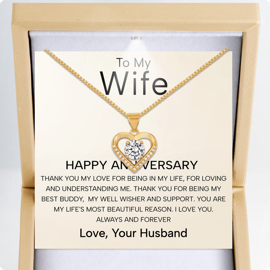 Wife Heart Necklace With Heartfelt Message - Unique Jewelry For Wife - Always And Forever
