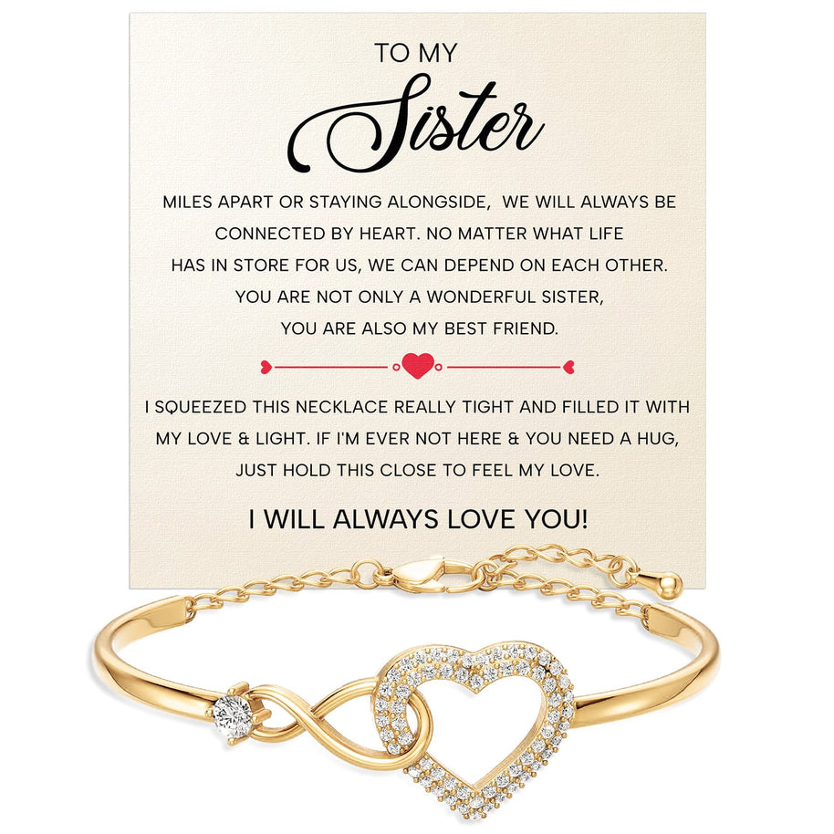 To My Sister Bracelet With Heartfelt Message - Unique Jewelry For Sister - Wonderful Sister