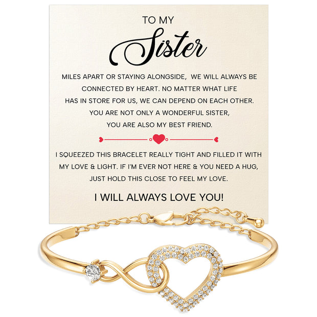 To My Sister Bracelet With Heartfelt Message - Unique Jewelry For Sister - Wonderful Sister