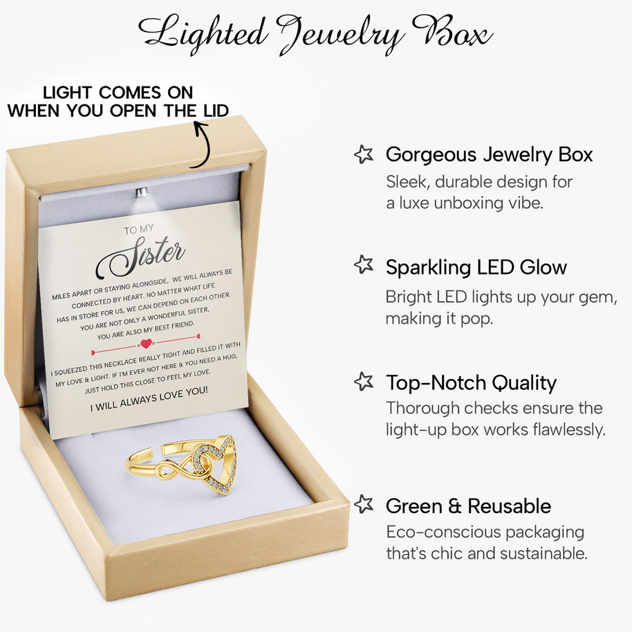 To My Sister Ring Infinity Hearts With Heartfelt Message - Unique Jewelry For Sister - Wonderful Sister