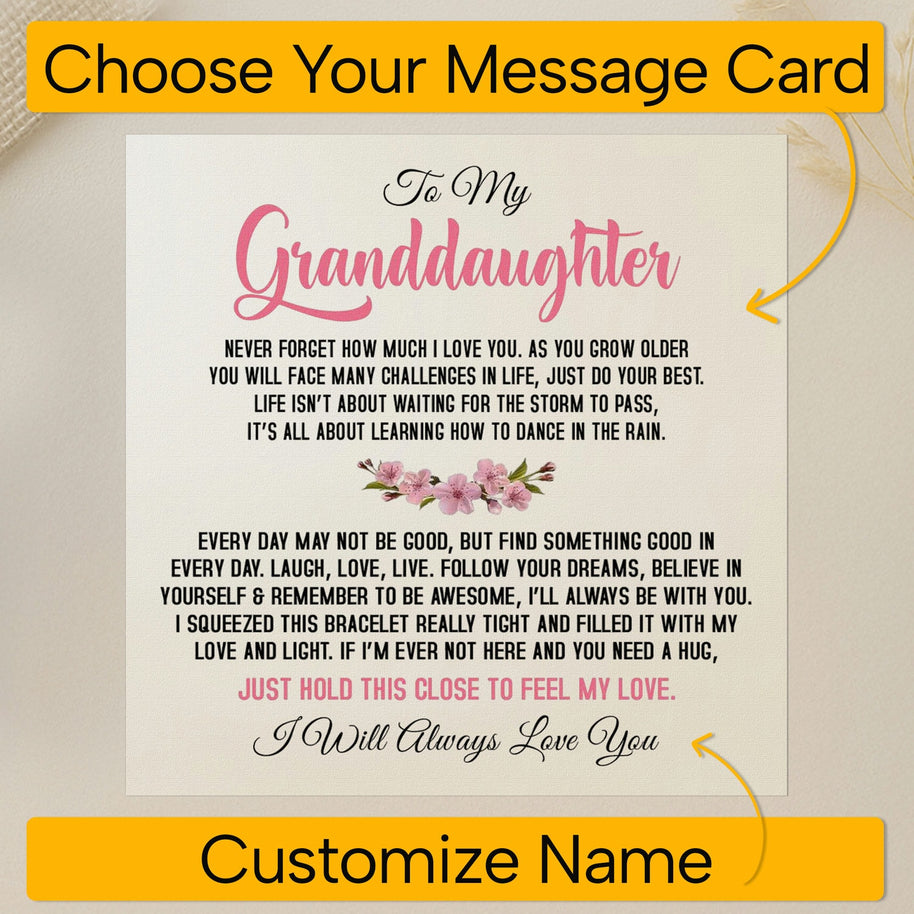 To My Granddaughter Bracelet With Message Card - Love And Light