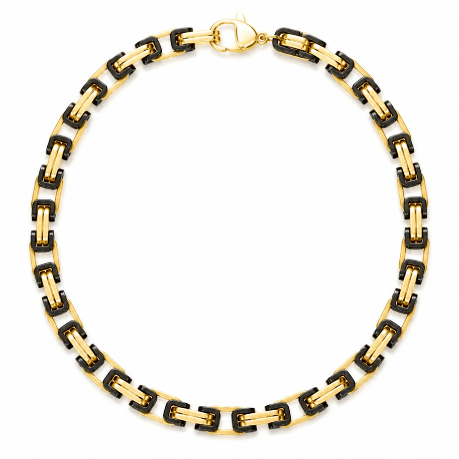 To My Son Gold & Black Stainless Steel Byzantine Chain Bracelet