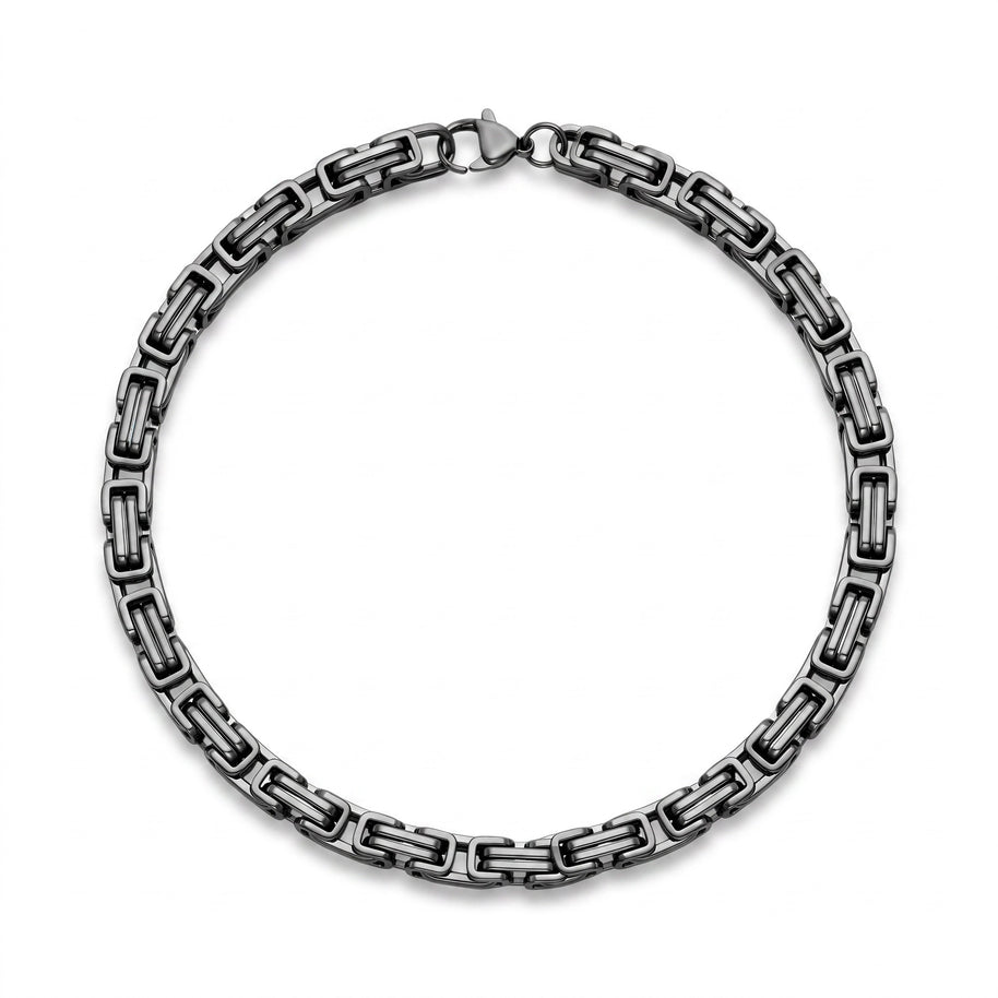 To My Son Gold & Black Stainless Steel Byzantine Chain Bracelet